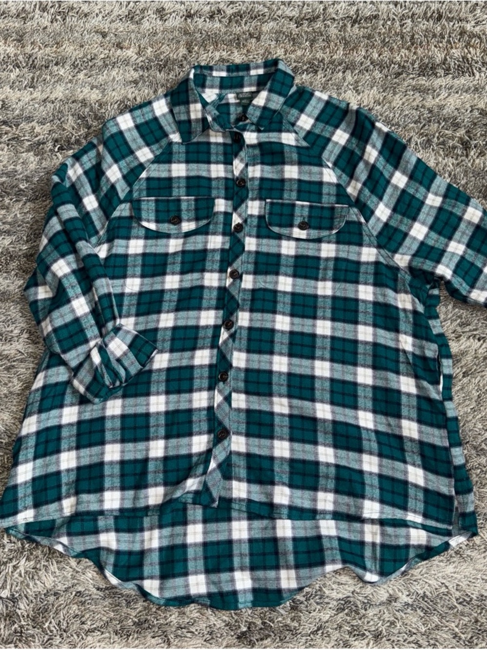 wild fable Teal and White Plaid Button-Down Shirt